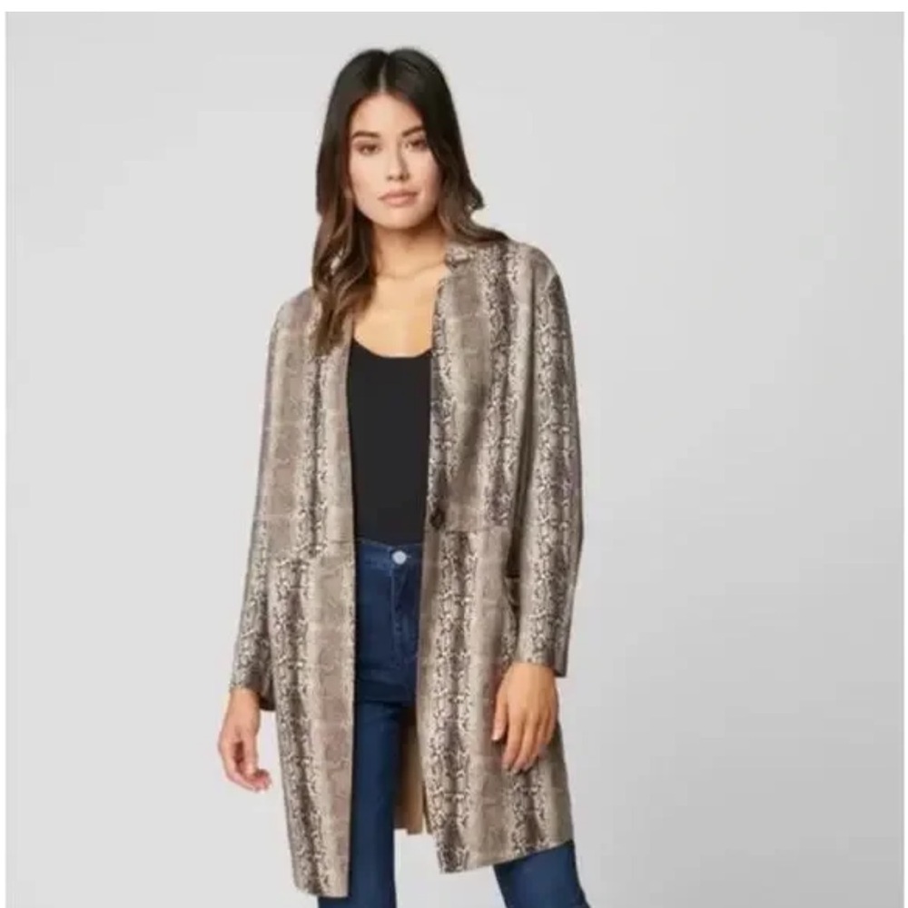 BLANKNYC x FREE PEOPLE
Faux Suede Snakeskin Longline
Jacket Brown Tan Sz XS NWT